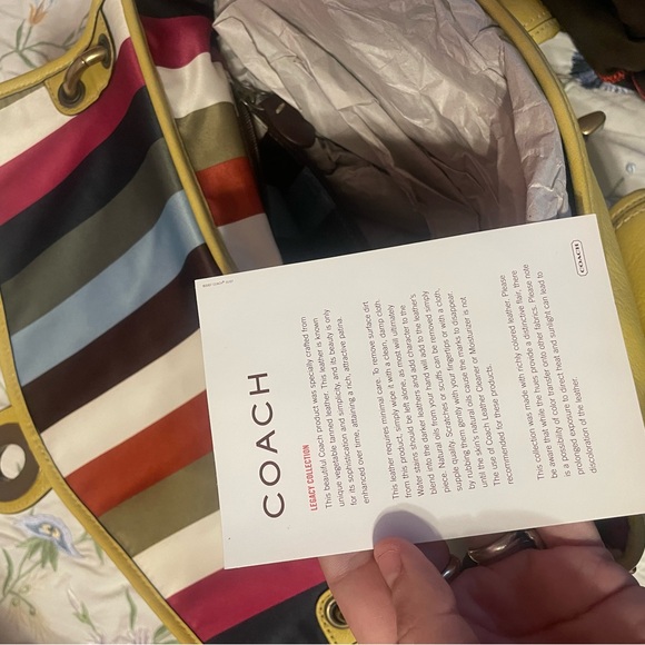 NWT Coach 2007 Leigh Leather Pocket Flap Bag, Y2K in yellow citron RARE Vintage - Picture 9 of 13